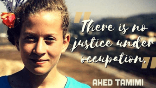 Ahed Tamimi, the 17-year-old Palestinian girl was sentenced to eight months in prison. | Photo: Twitter / Jewish Voice for Peace