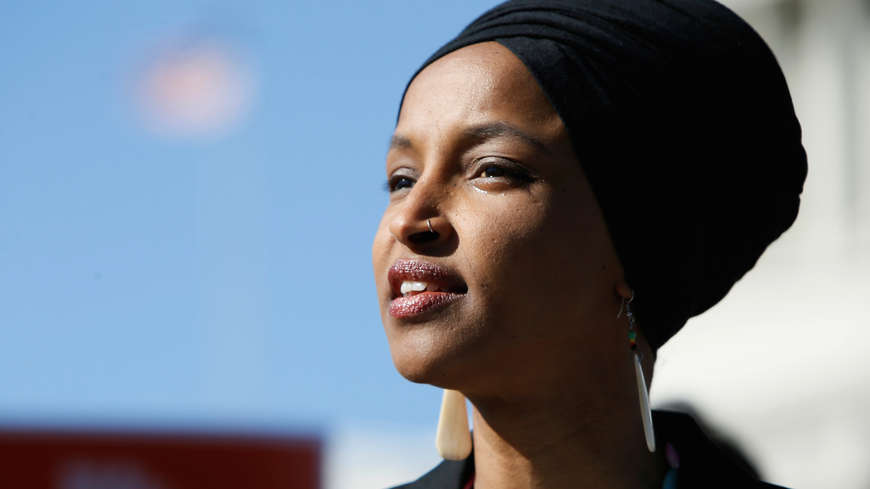 Rep. Ilhan Omar (D-MN) speaks about Trump administration policies towards Muslim immigrants and her own immigrant background at a news conference by members of the U.S. Congress "to announce legislation to repeal President Trumpís existing executive order blocking travel from majority Muslim countries" outside the U.S. Capitol in Washington, U.S., April 10, 2019. REUTERS/Jim Bourg - RC1BC6C8A7F0