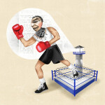 Hamza Younis, a Palestinian boxer who escaped Israel's prisons three times. Illustrated by Onur Askin for Politics Today.