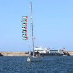 First vessel of the Global Sumud Flotilla sets sail from Binzert Port, heading to Gaza to break the Israeli blockade and deliver humanitarian aid in Bizerte, Tunisia, on September 13, 2025. [Mohamed Mdalla – Anadolu Agency]
